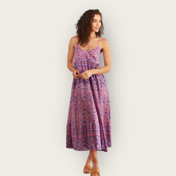 Spell & The Gypsy Journey Strappy Maxi Dress Medium Mulberry Cotton Resortwear - Picture 1 of 12